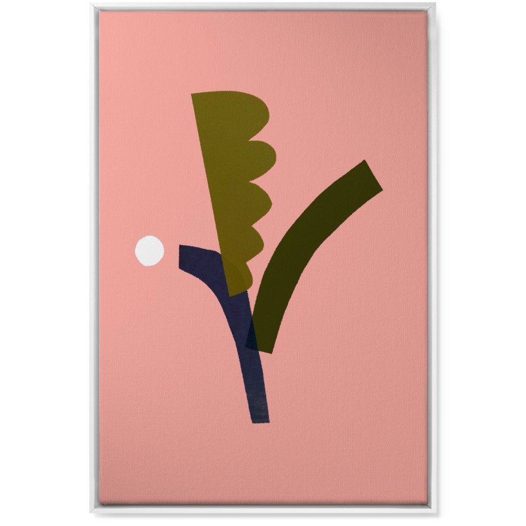 Leaves - Pink Wall Art, White, Single piece, Canvas, 24x36, Pink