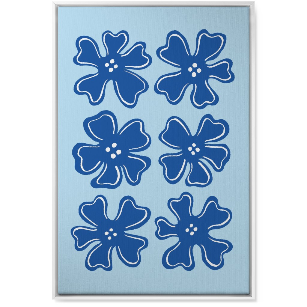 Button Flowers Wall Art, White, Single piece, Canvas, 24x36, Blue