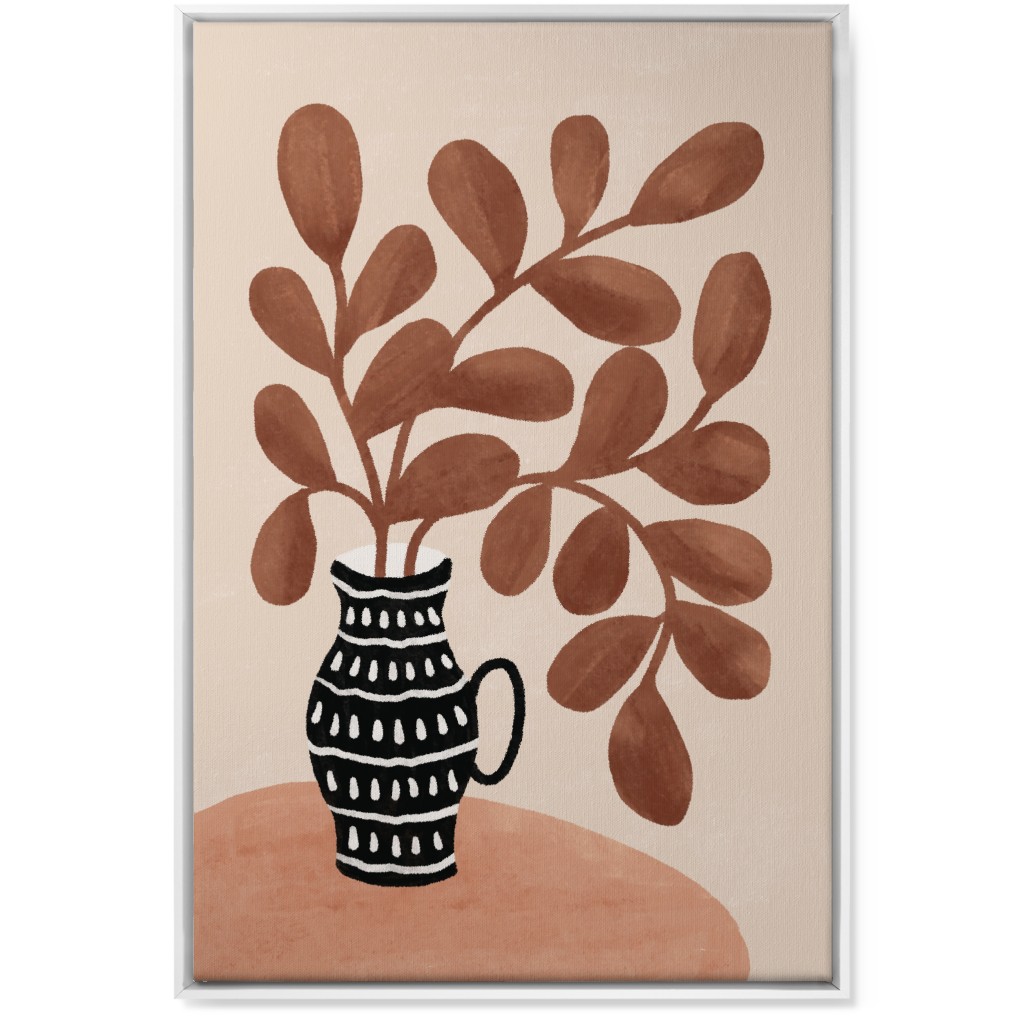 the Vase I - Neutral Wall Art, White, Single piece, Canvas, 24x36, Brown