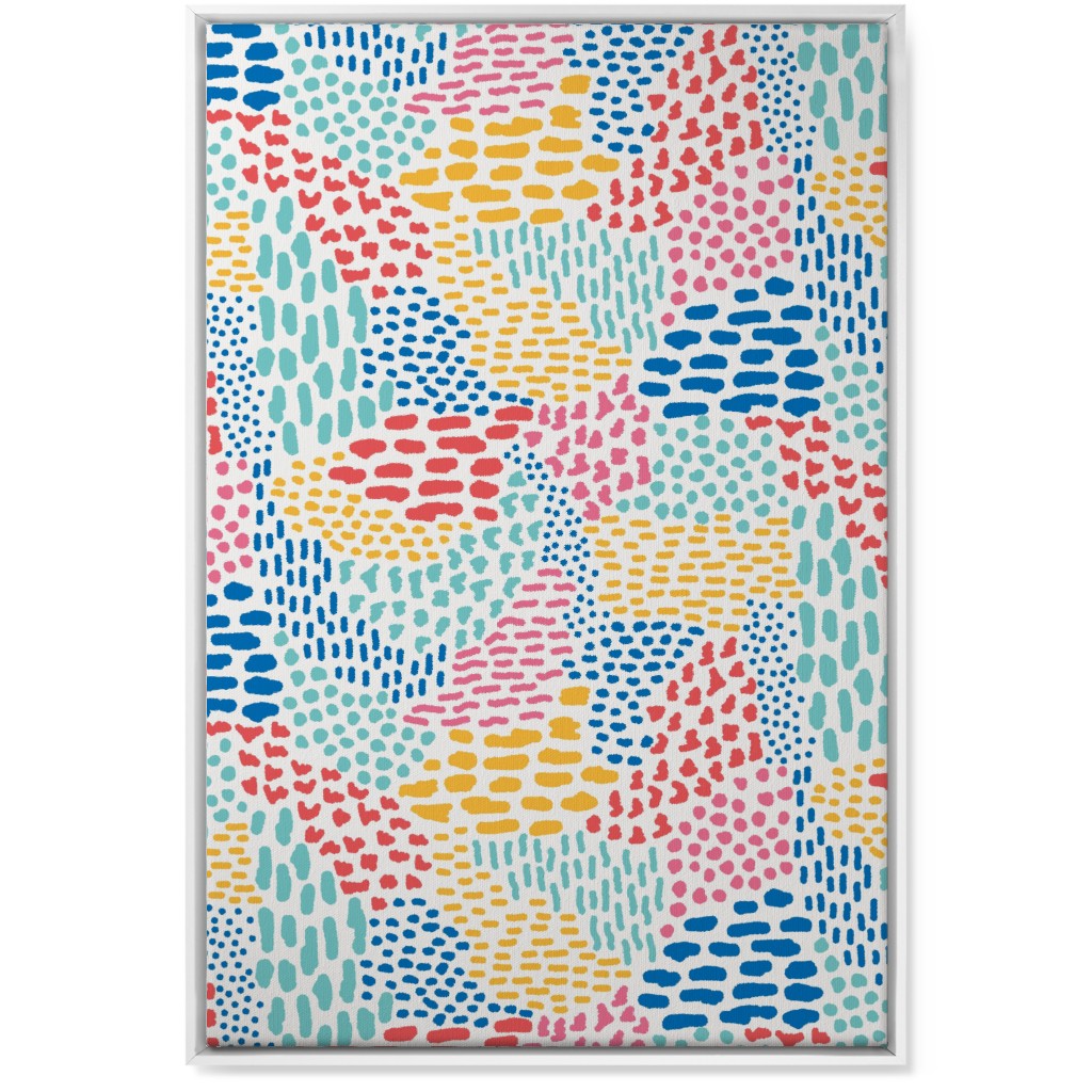 Abstract Colorful Dots and Dashes - Multi Wall Art, White, Single piece, Canvas, 24x36, Multicolor