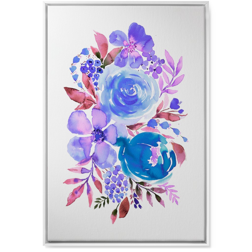 Summery Bouquet Wall Art, White, Single piece, Canvas, 24x36, Blue, Heaven
