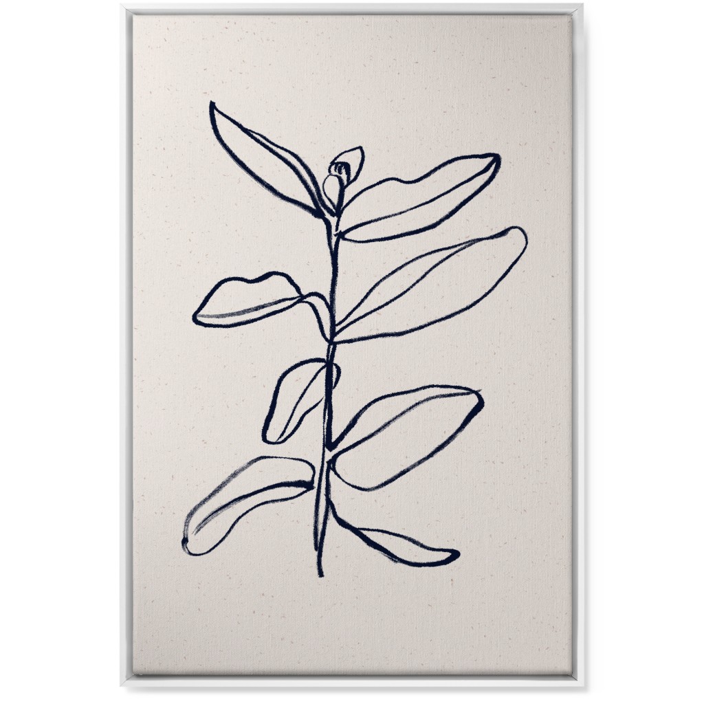 Plant Line Art - Neutral Wall Art, White, Single piece, Canvas, 24x36, Beige, Pearl