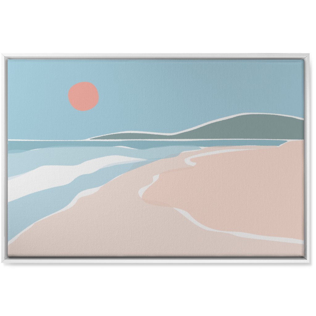 Beach Night Wall Art, White, Single piece, Canvas, 24x36, Blue