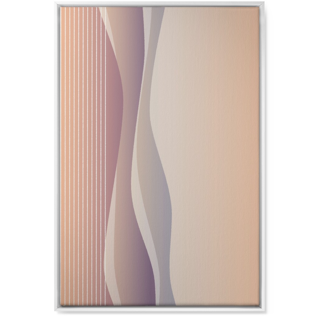Curves Abstract - Neutral Wall Art, White, Single piece, Canvas, 24x36, Pink, Bright Pink