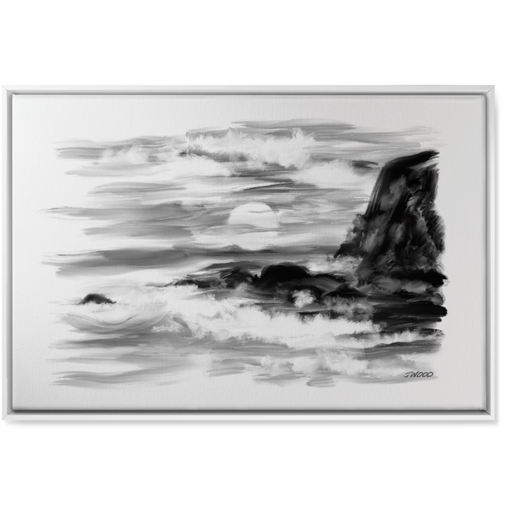 Stormy - Black and White Wall Art, White, Single piece, Canvas, 24x36, Black