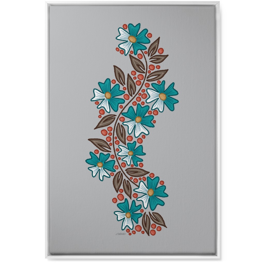 Floral Swish - Multi Wall Art, White, Single piece, Canvas, 24x36, Gray, Gray