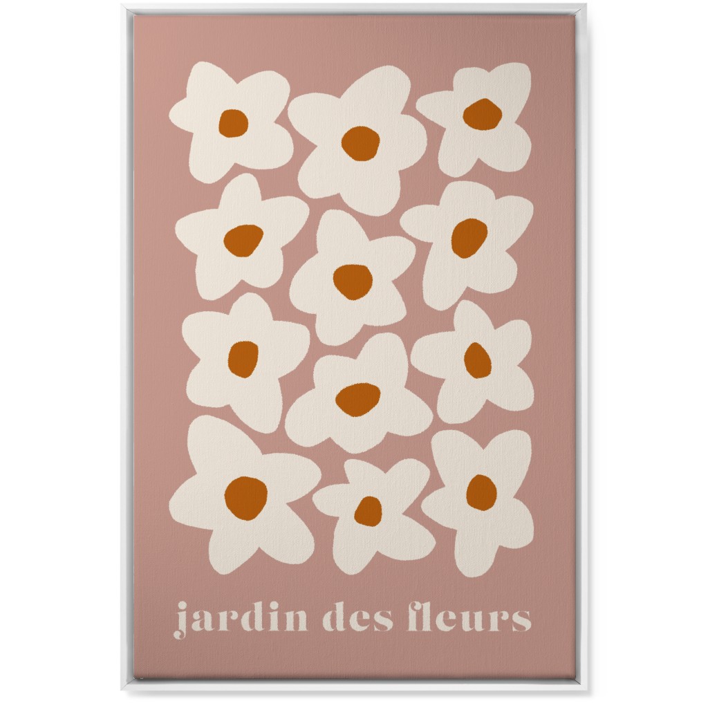 Botanical Graphic Retro Flower Garden Wall Art, White, Single piece, Canvas, 24x36, Pink, Whisper