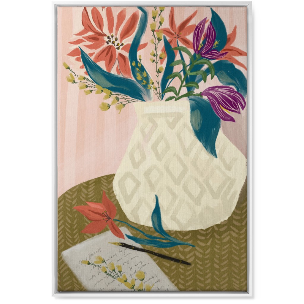 Letter and Lilies - Multi Wall Art, White, Single piece, Canvas, 24x36, Multicolor
