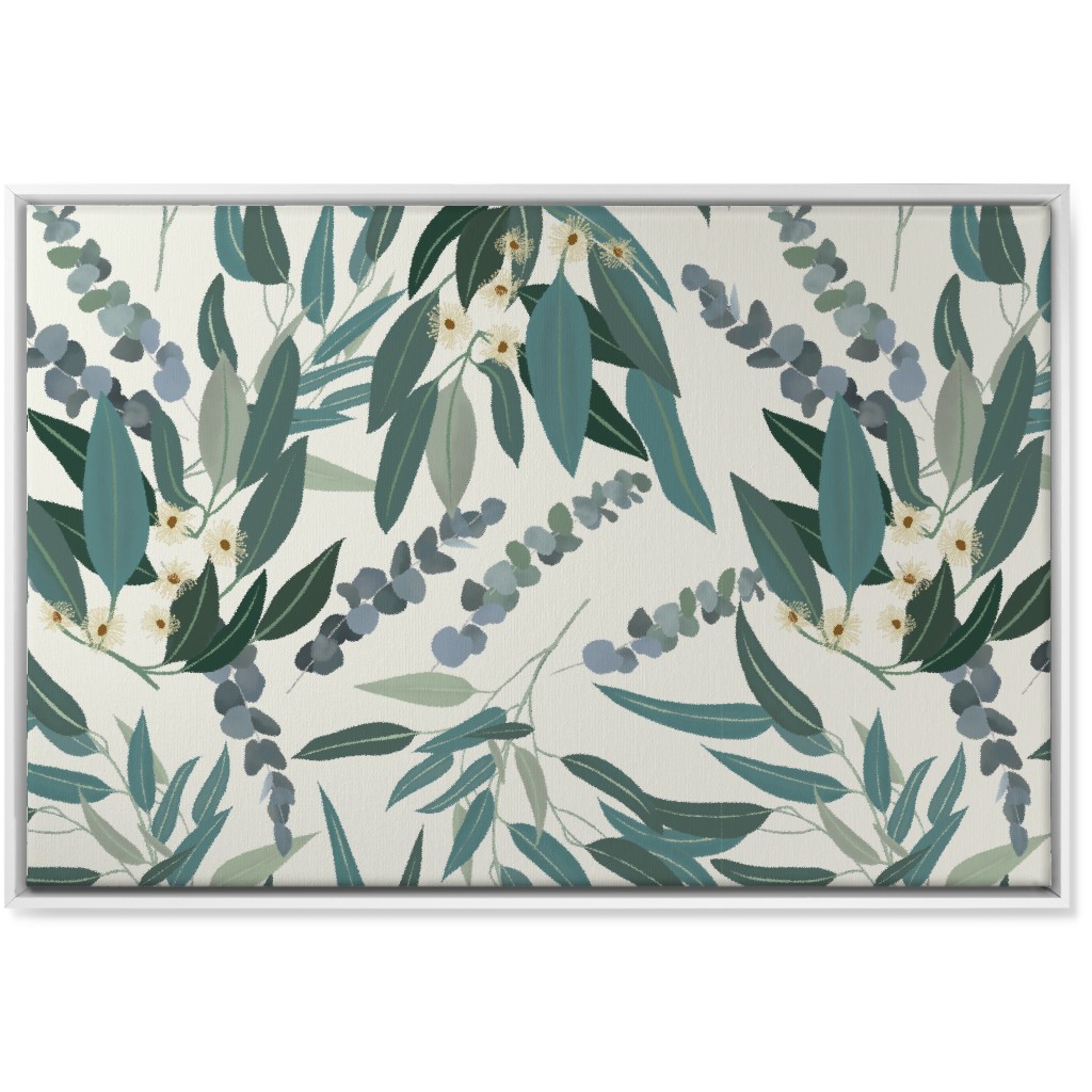 Eucalyptus - Green on White Wall Art, White, Single piece, Canvas, 24x36, Green, Classic Green