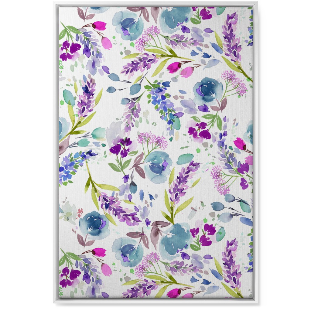 Lavender Bunches - Purple and Blue Wall Art, White, Single piece, Canvas, 24x36, Purple, Purple