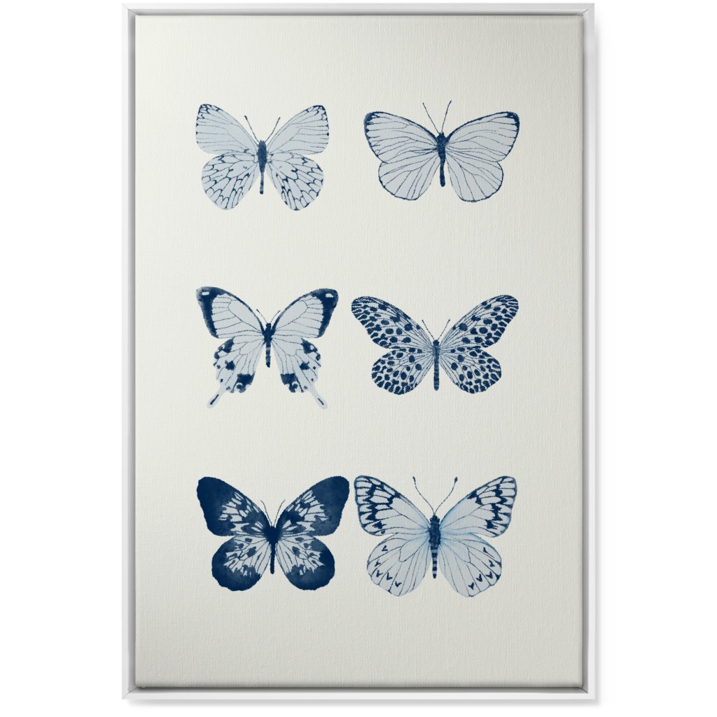 Butterflies Pairs Wall Art, White, Single piece, Canvas, 24x36, Blue, Air