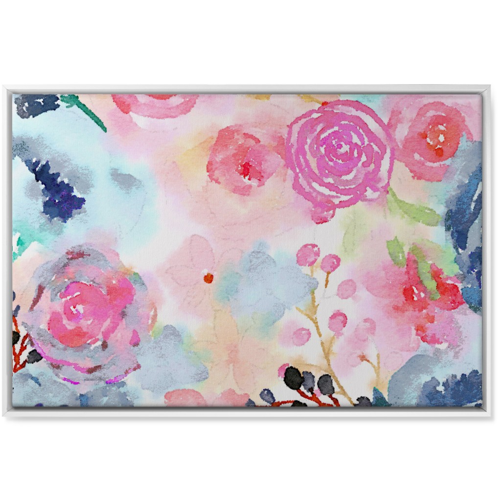 Spring Dreams - Watercolor Floral - Multi Wall Art, White, Single piece, Canvas, 24x36, Multicolor
