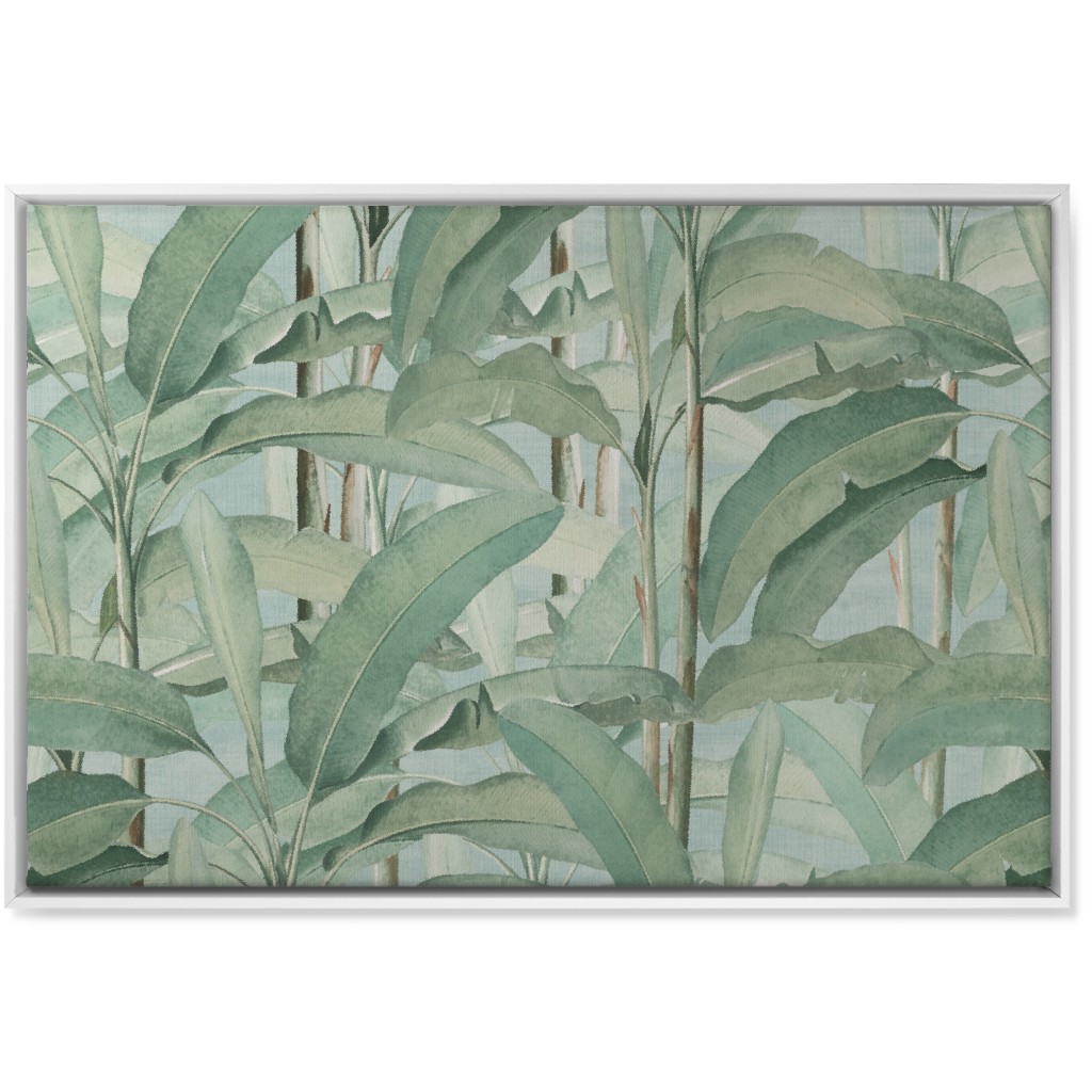 Lush Tropical Leaves Wall Art, White, Single piece, Canvas, 24x36, Green