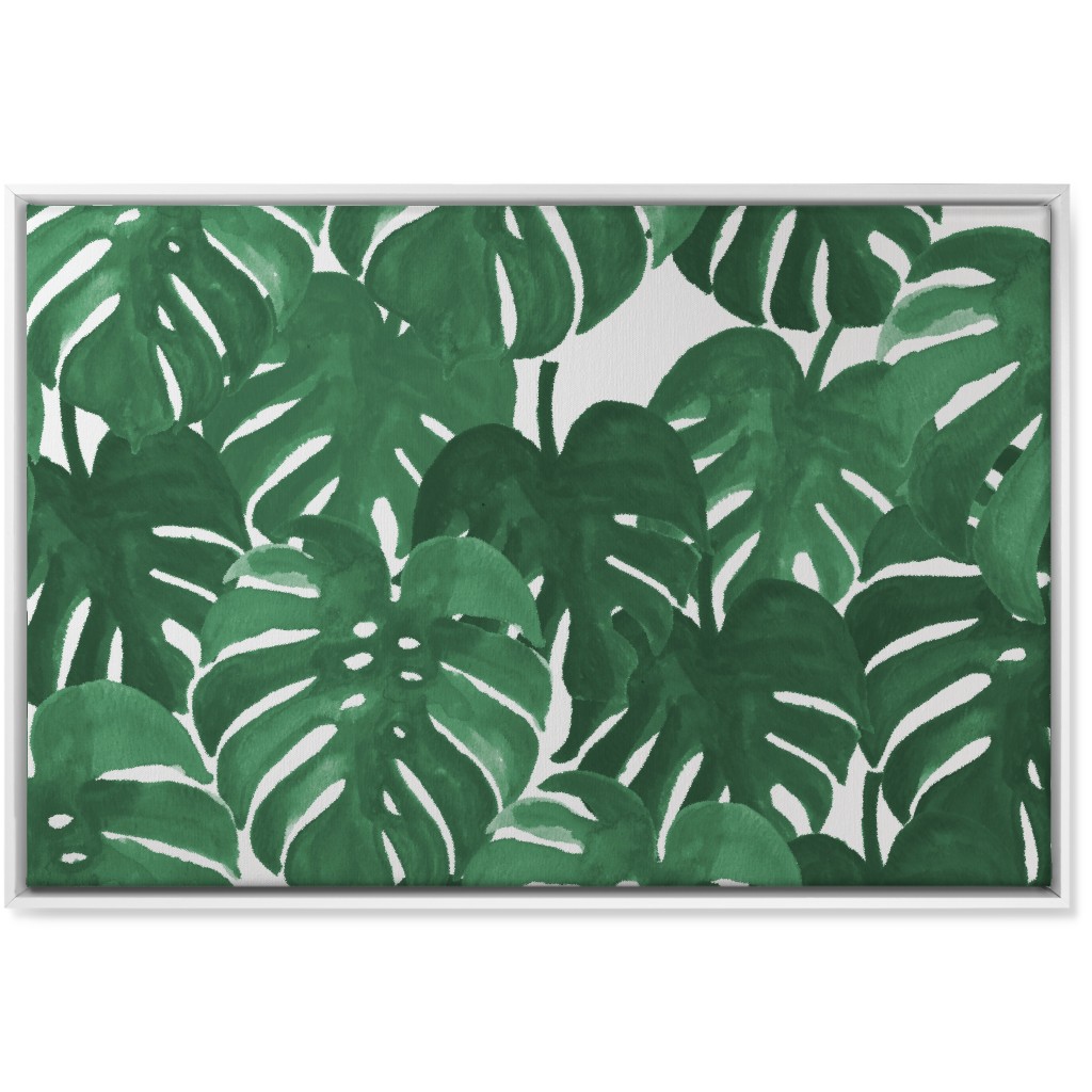 Tropical Palms - Green Wall Art, White, Single piece, Canvas, 24x36, Green, Classic Green