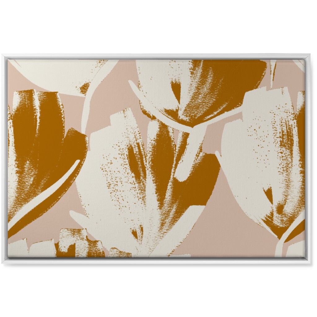 Flowers - Mustard Wall Art, White, Single piece, Canvas, 24x36, Pink