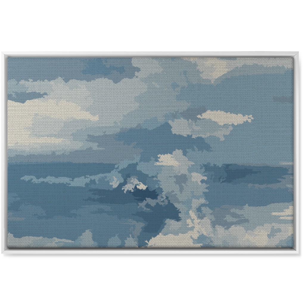 Rough Seas in My Dreams - Blue Wall Art, White, Single piece, Canvas, 24x36, Blue, True Blue