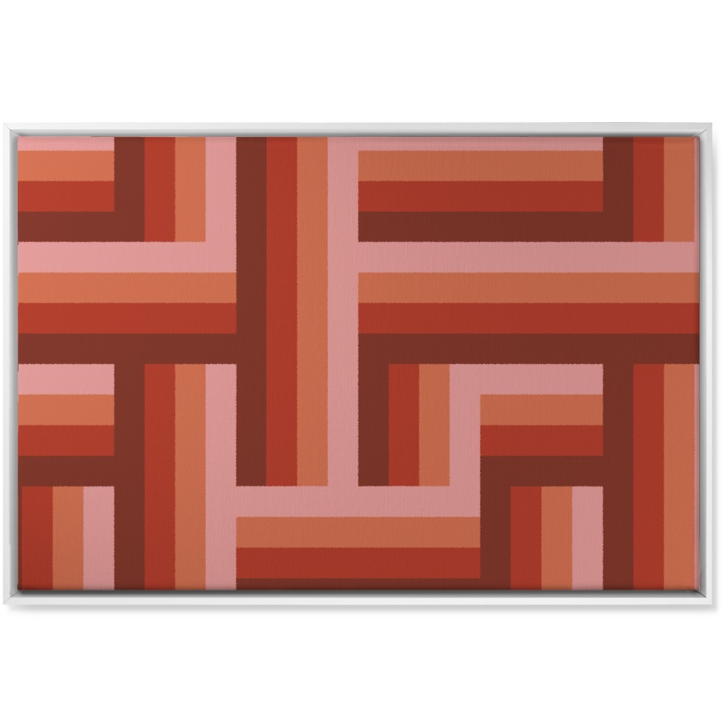 Retro Lattice - Mauve Multi Wall Art, White, Single piece, Canvas, 24x36, Red, Red