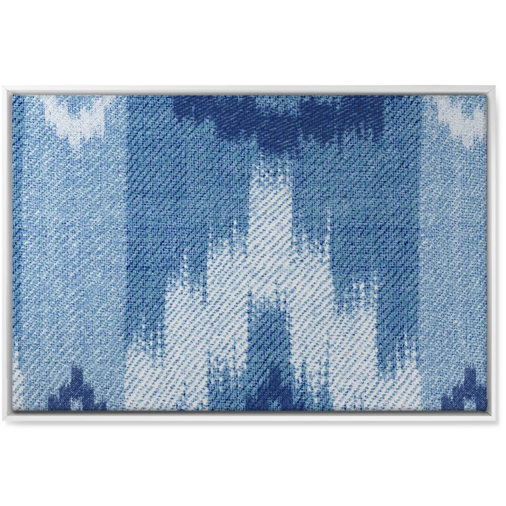 Blue Ikat Wall Art, White, Single piece, Canvas, 24x36, Blue, True Blue