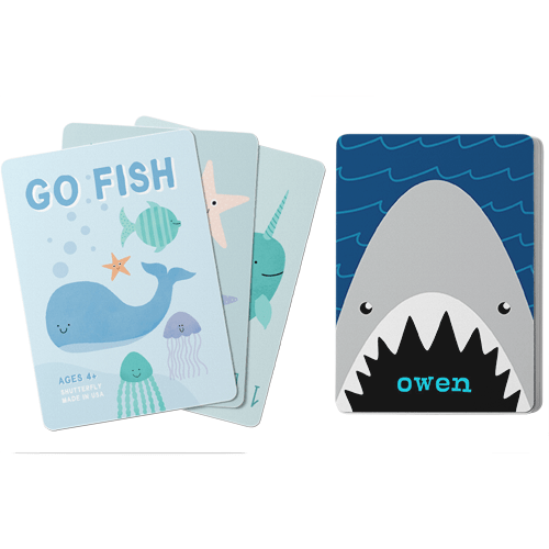 Nautical Shark Card Game, Go Fish, Blue
