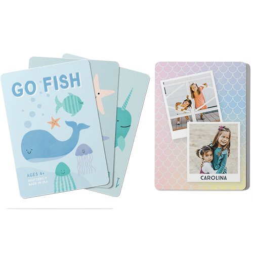 Nautical Mermaid Scales Card Game, Go Fish, Pink