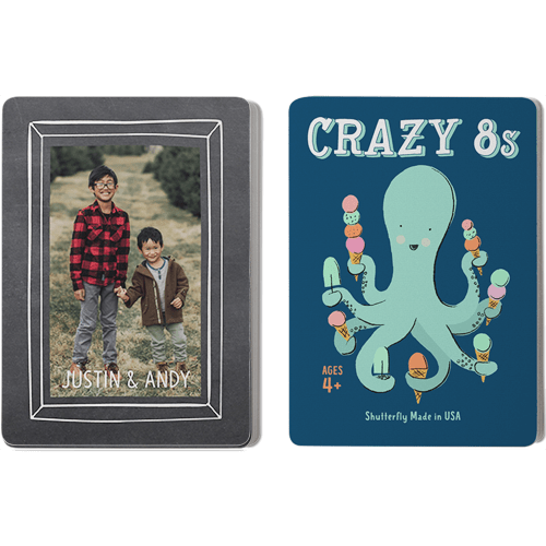 Chalkboard Border Card Game, Crazy 8s, Gray