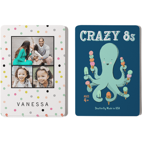 Colorful Speckles Card Game, Crazy 8s, White