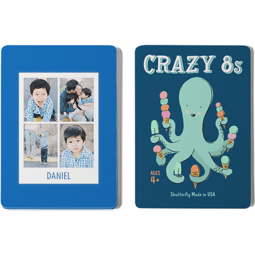 Photo Frame Card Game, Crazy 8s, Blue