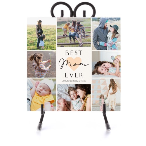 Heart Best Mom Ceramic Tile, glossy, 6x6, Beige