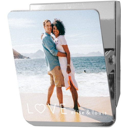 Love Heart Icon Clip Magnet, 2x2.5, White, white