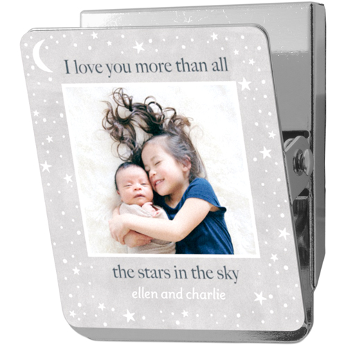 Moon Stars Frame Clip Magnet, 2x2.5, Gray