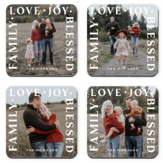 family love joy blessed above coaster