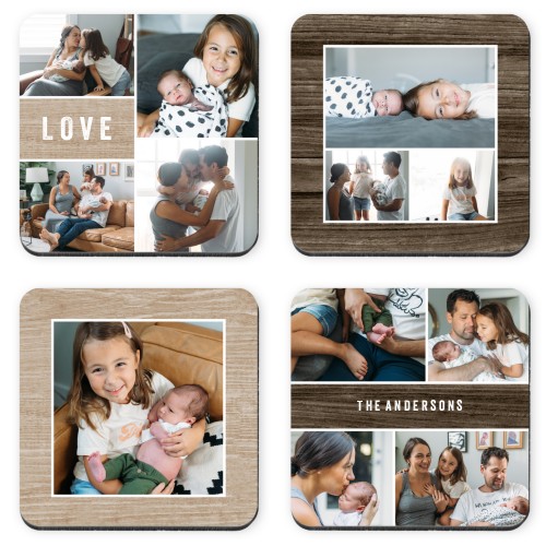 Textured Love Borders Coaster, Brown