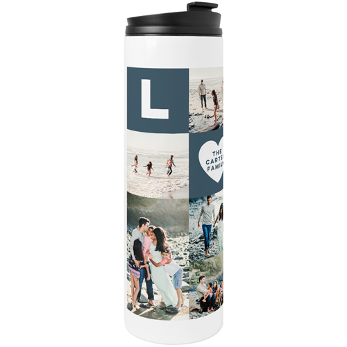 Love Grid Stainless Steel Travel Mug, White,  , 20oz, Gray