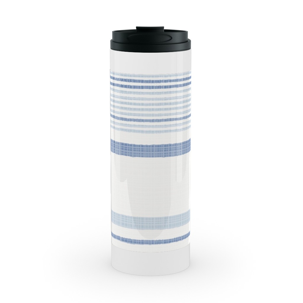 Double Anderson Stripe - Blue Stainless Mug, White,  , 16oz, Blue