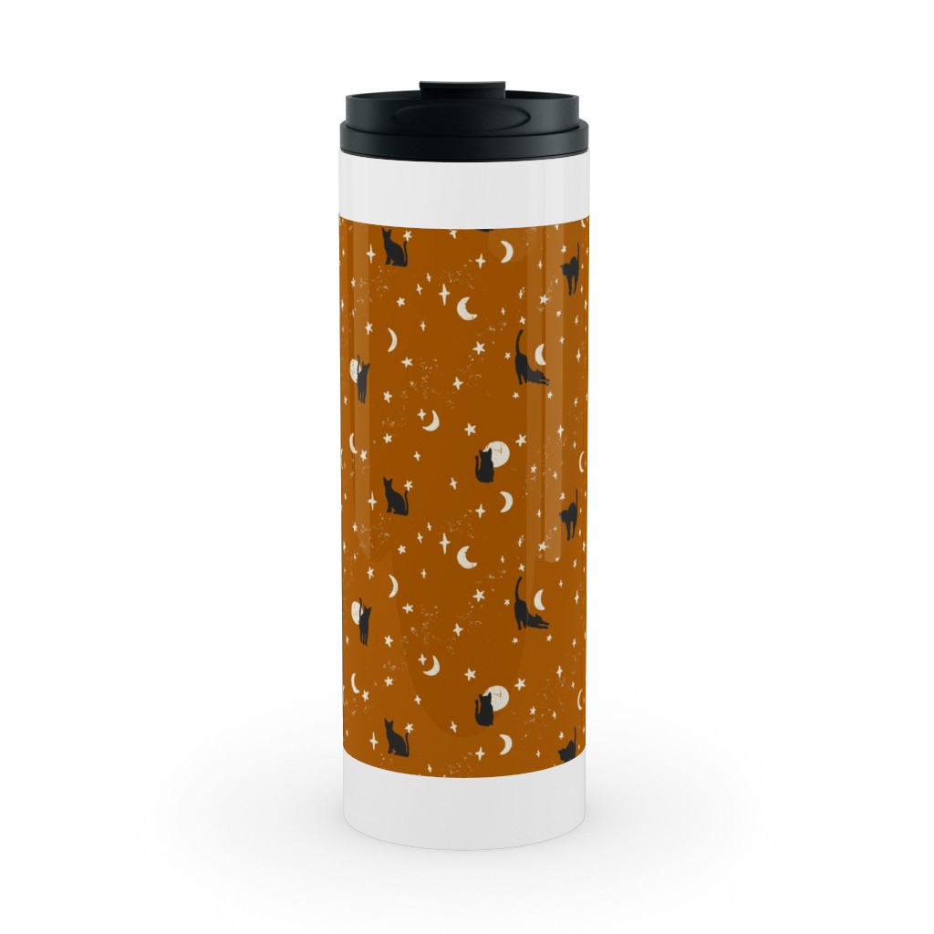 Halloween Black Cats - Orange Stainless Mug, White,  , 16oz, Orange