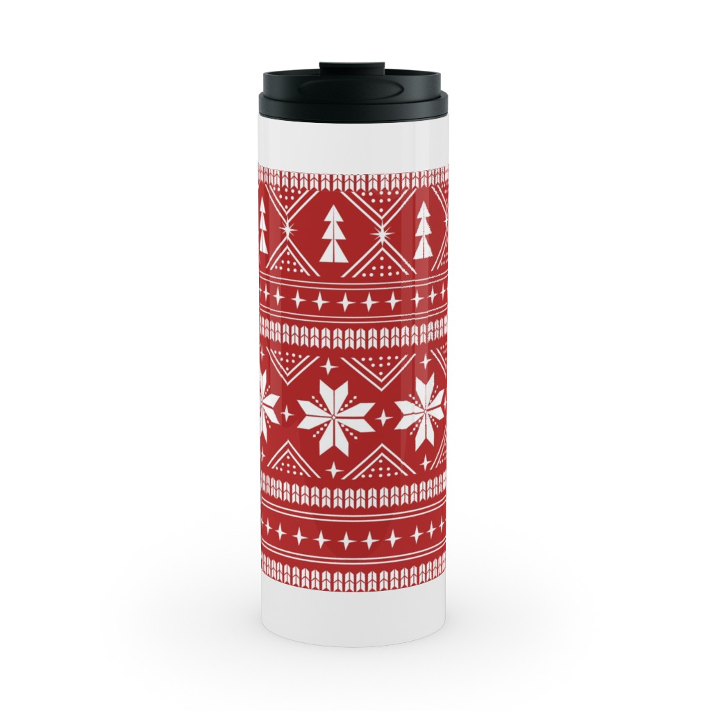 Nordic Sweater - Red Stainless Mug, White,  , 16oz, Red