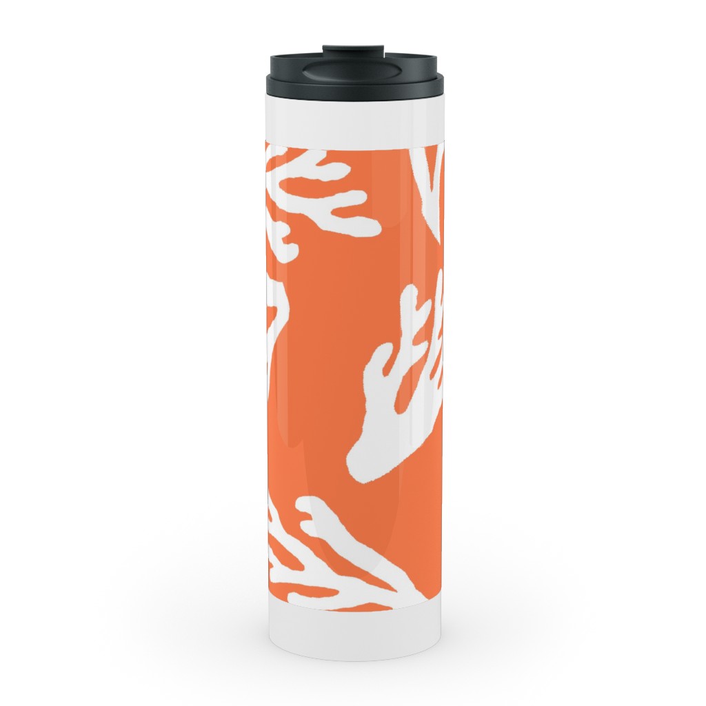 Coral - in Coral Stainless Mug, White,  , 20oz, Orange