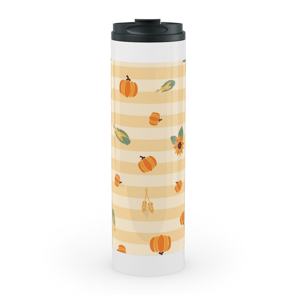 Autumn Nature Stripes - Orange Stainless Mug, White, , 20oz, Orange, Orange