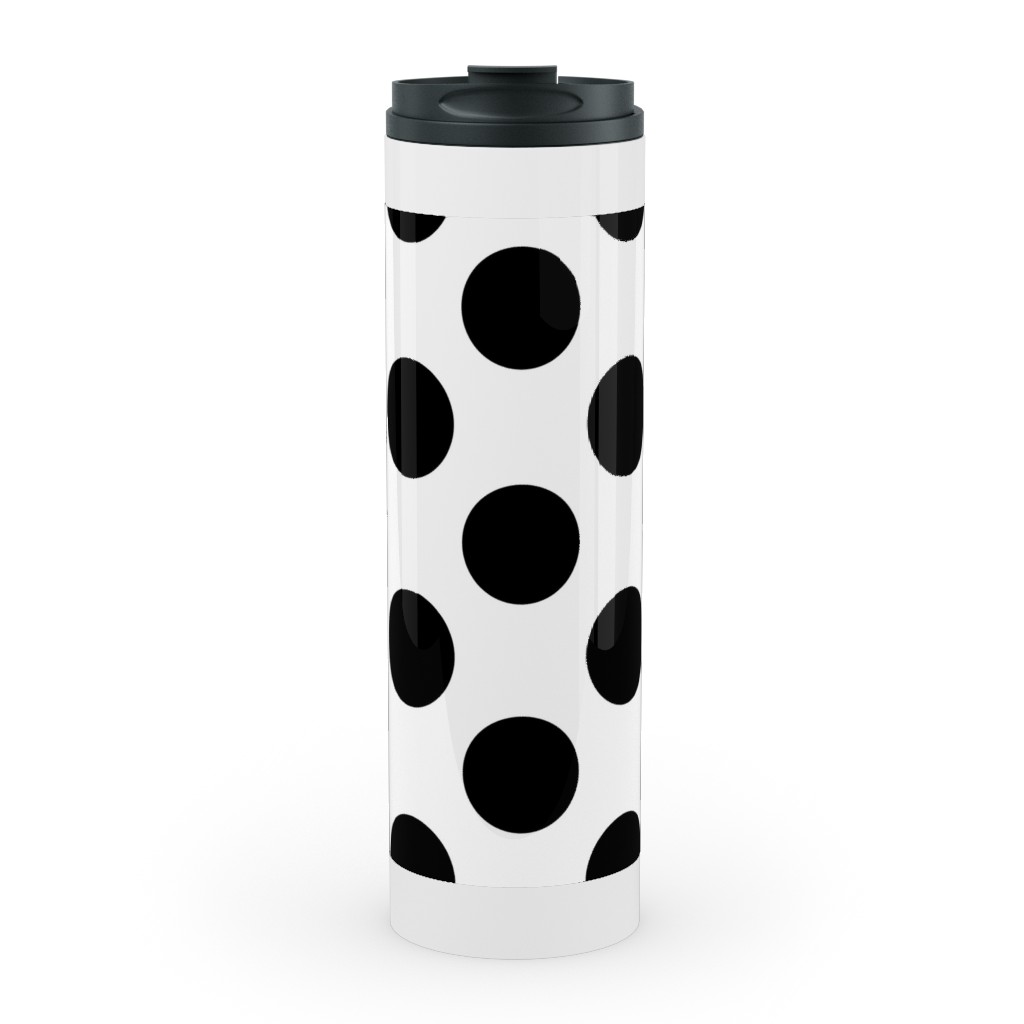 Polka Dot - Black and White Stainless Mug, White, , 20oz, Black, Black