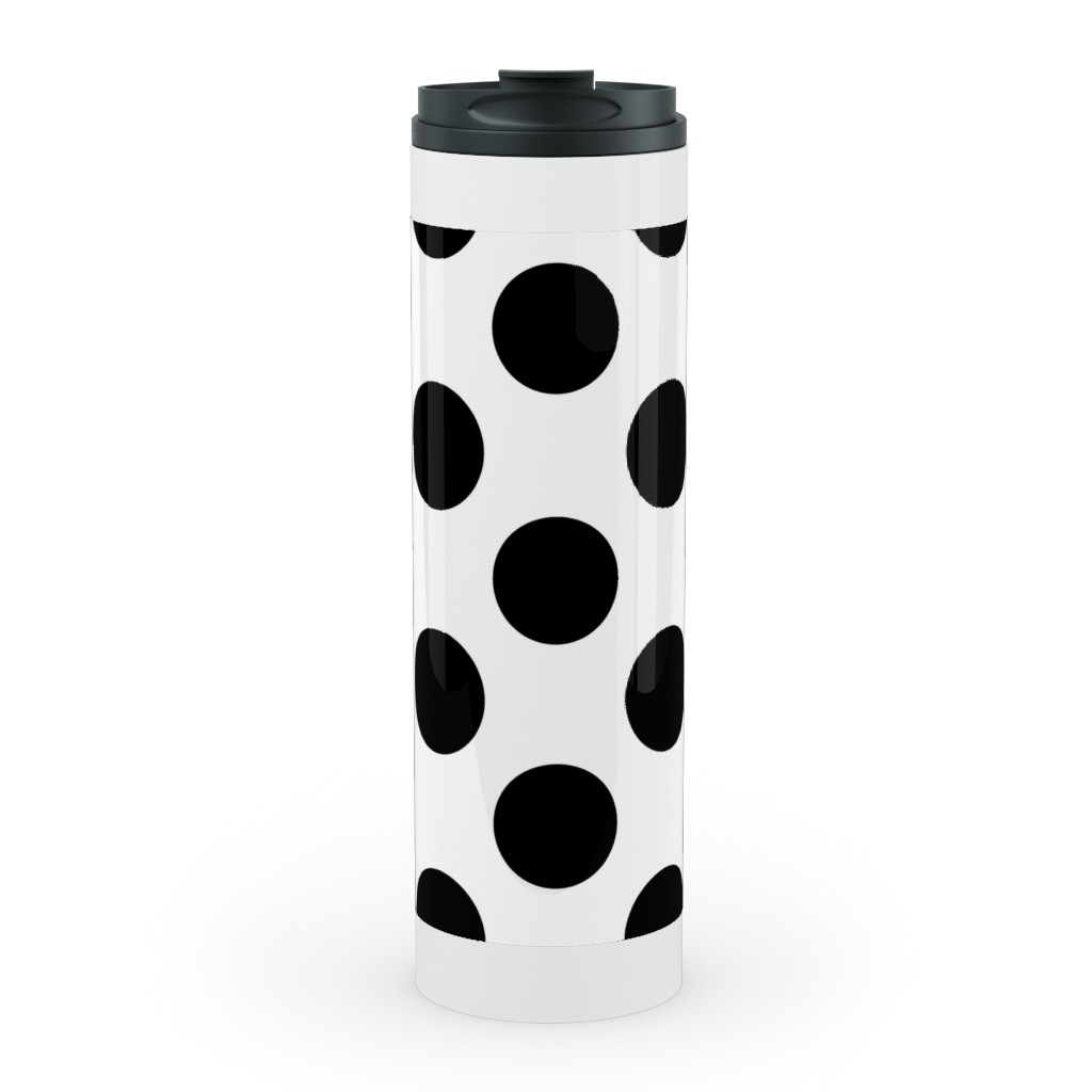 Polka Dot - Black and White Stainless Mug, White,  , 20oz, Black