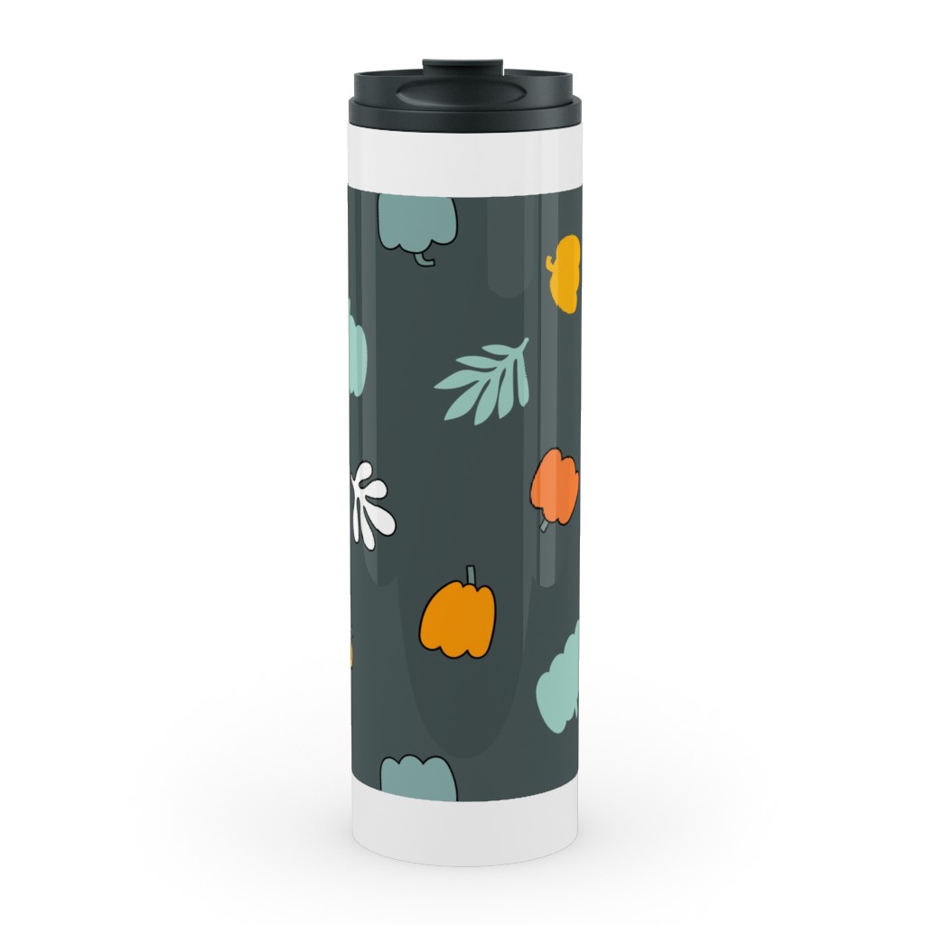 Autumn Harvest Vegetables - Dark Stainless Mug, White, , 20oz, Green, Classic Green