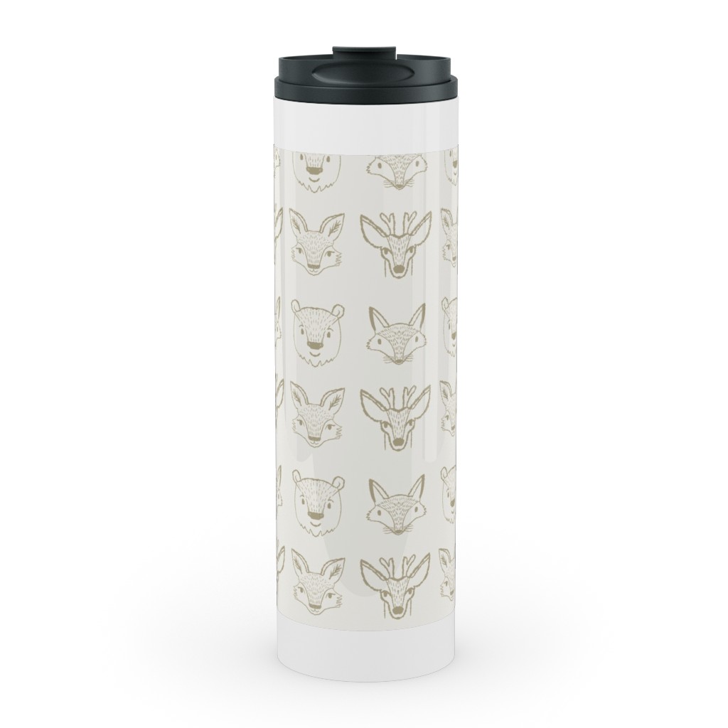 Forest Friends - Neutral Stainless Mug, White, , 20oz, Beige, Pearl