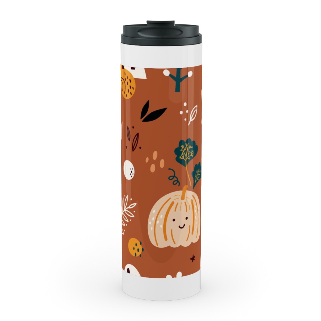 Autumn Pattern - Orange Stainless Mug, White,  , 20oz, Orange