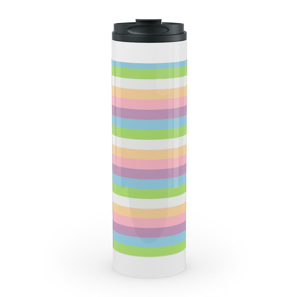Multi Colored Stripes - Pastel Stainless Mug, White,  , 20oz, Multicolor
