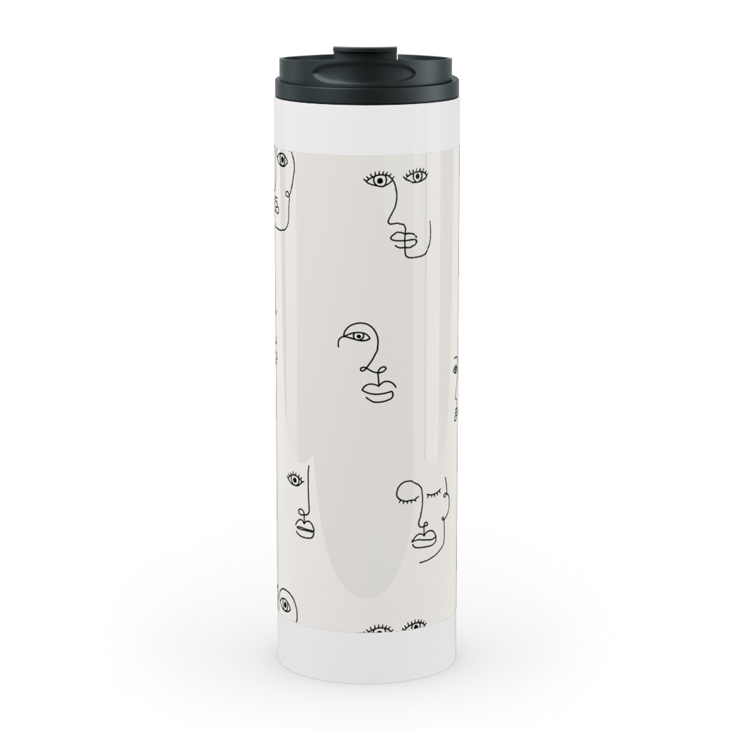 Minimalist Feminist Faces - Line Drawing Stainless Steel Wide Mouth Water  Bottle