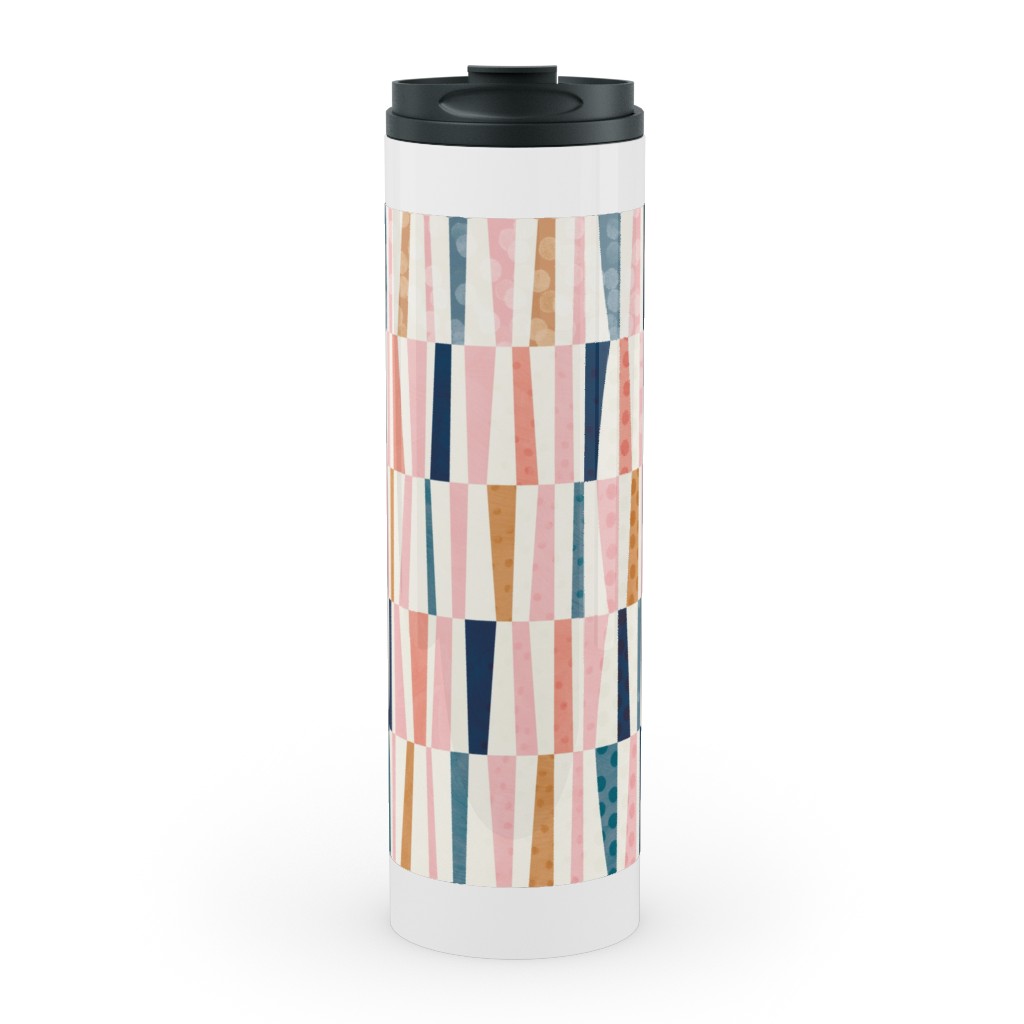 Patchwork Stripes - Multi Stainless Mug, White, , 20oz, Multicolor