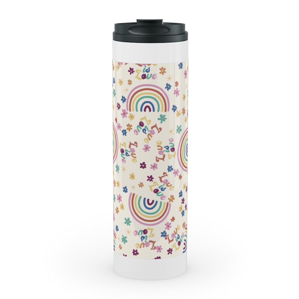 Love Is Love Rainbow - Pride - Muted Stainless Mug, White, , 20oz, Multicolor