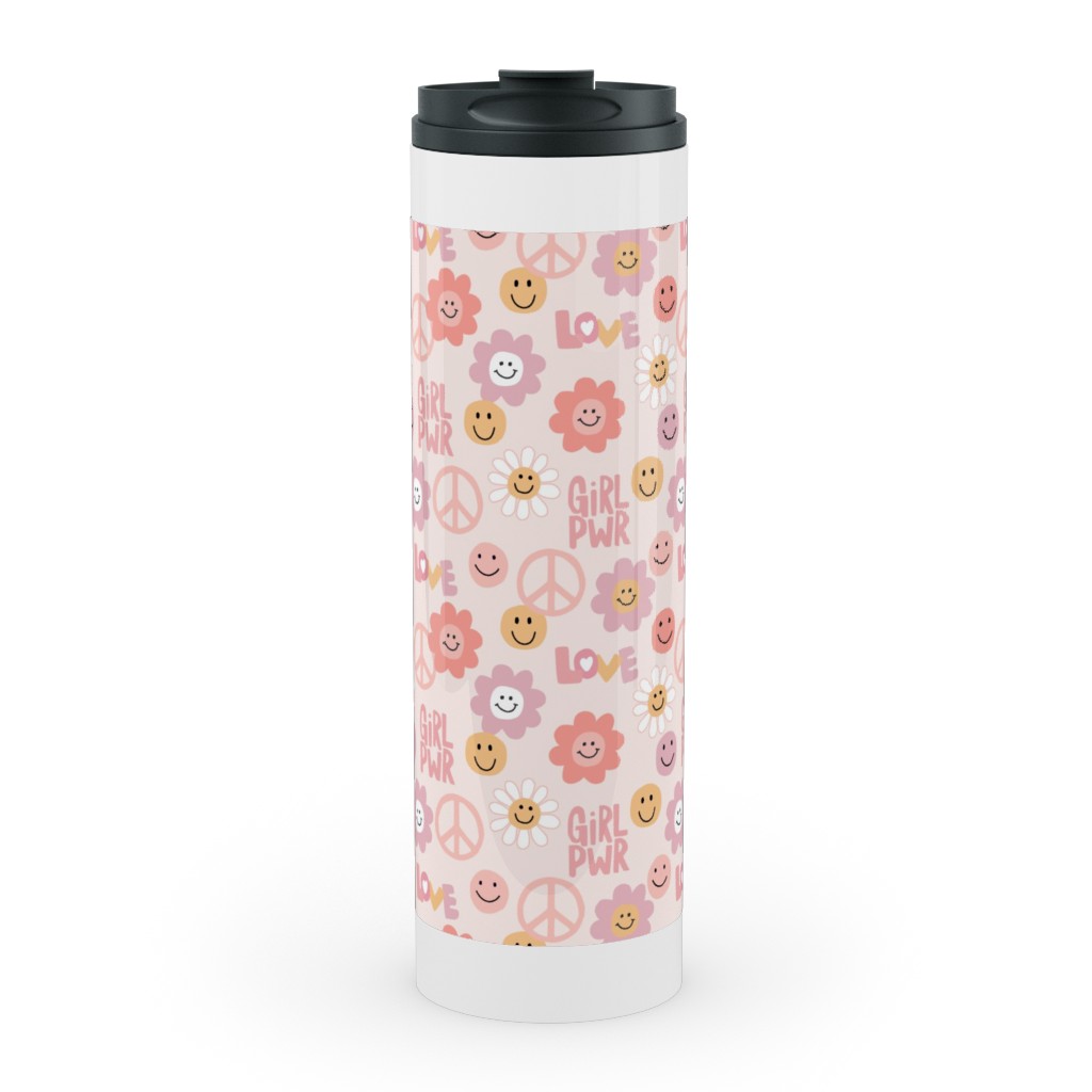 Happy Girl Power - Pink Stainless Mug, White,  , 20oz, Pink