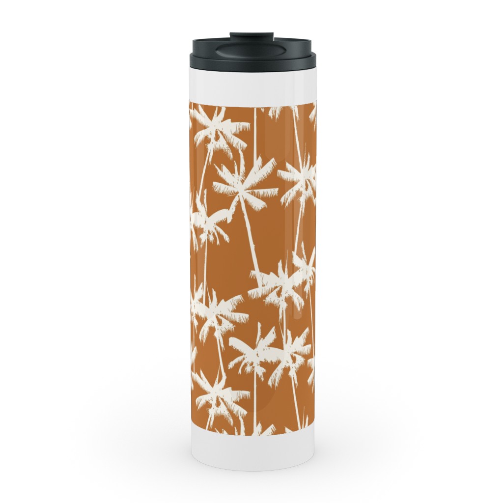 Tropical Palms - Burnt Orange Stainless Mug, White, , 20oz, Orange, Orange