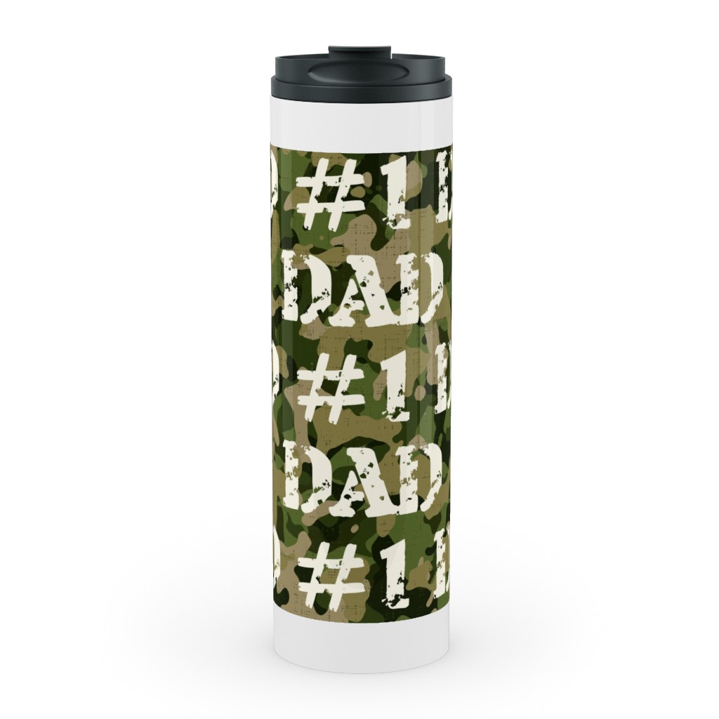 Number One Dad - Green Camo Stainless Steel Wide Mouth Water Bottle